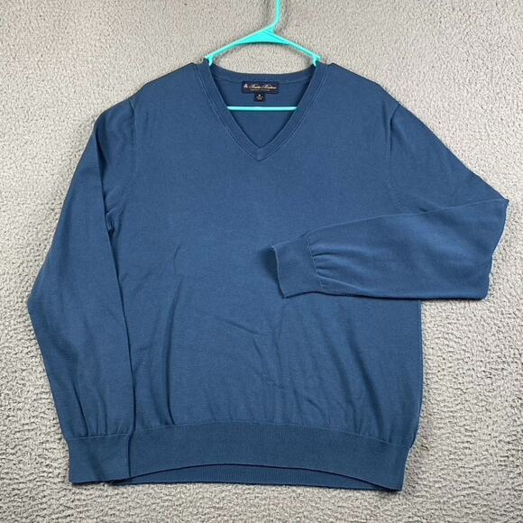 Brooks Brothers Supima Cotton V-Neck Lightweight Pullover Sweater Men's M Blue - Picture 1 of 9